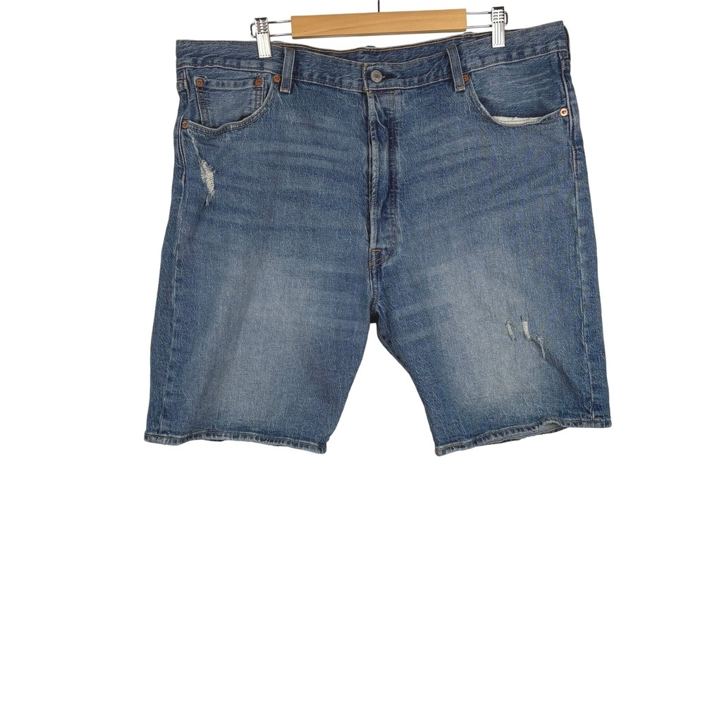 Levi's 501 Denim Jean‎ Shorts Mens 42 Blue Distressed Button Fly Bermuda Jorts